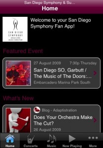 San Diego Symphony iPhone Application Screenshot