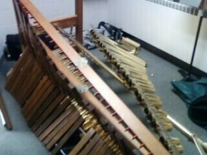 Destroyed marimba after Sunday's vandalism